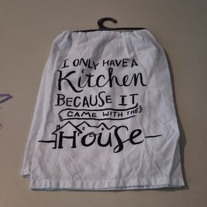 Primitives by Kathy White Kitchen Towel with Black Text